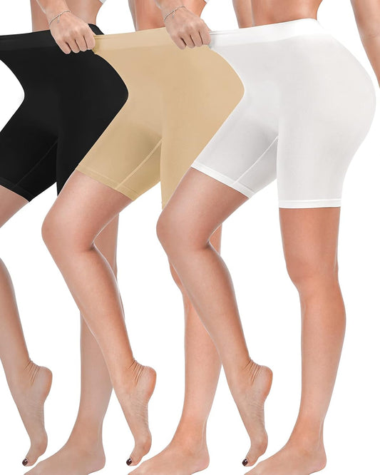 3 Pack Slip Shorts for Women under Dress,Comfortable Smooth Yoga Shorts,Workout Biker Shorts