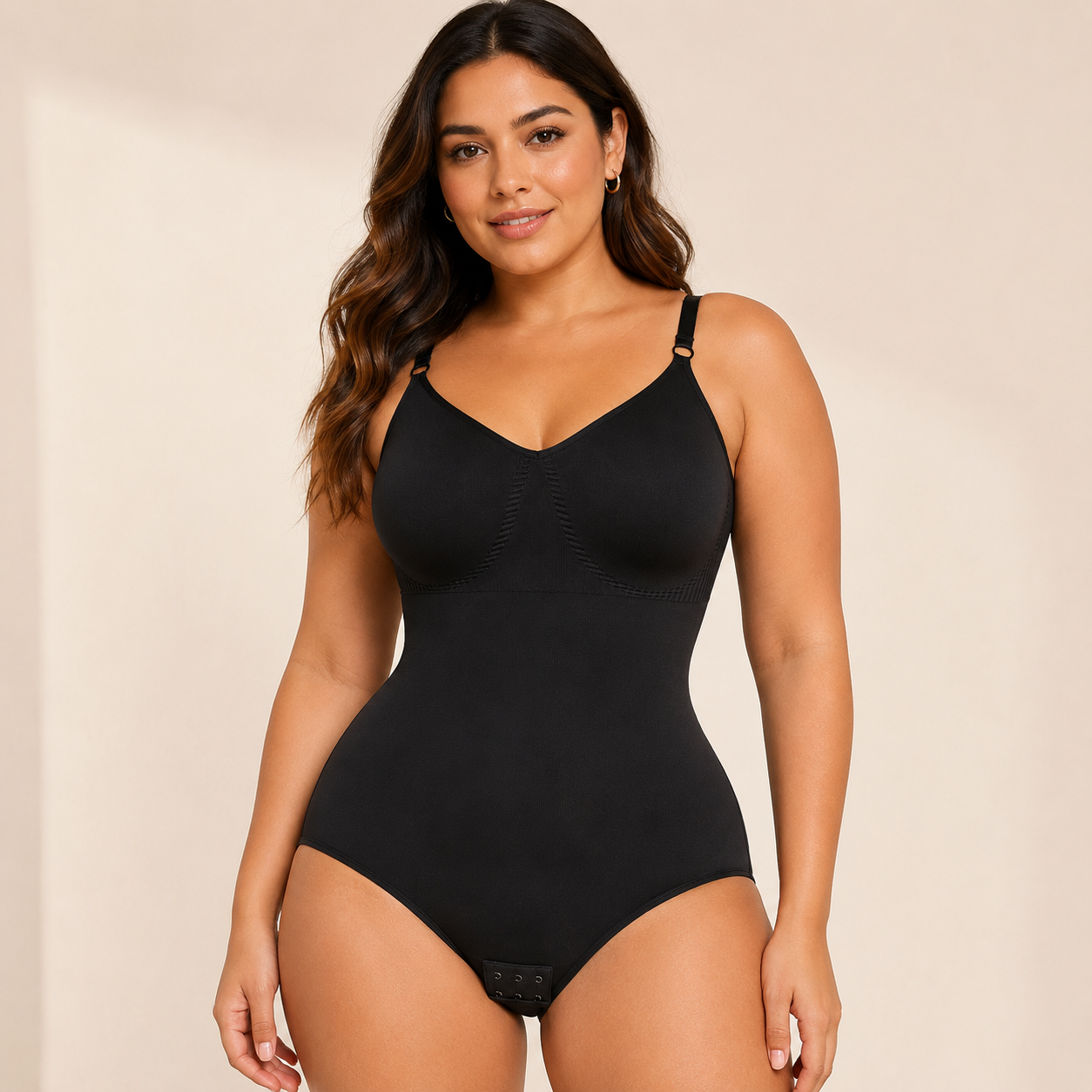 Tummy Control Waist Trainer Bodysuit hero front view