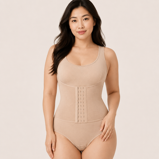 Zipper Waist Trainer Shaping Bodysuit hero front view