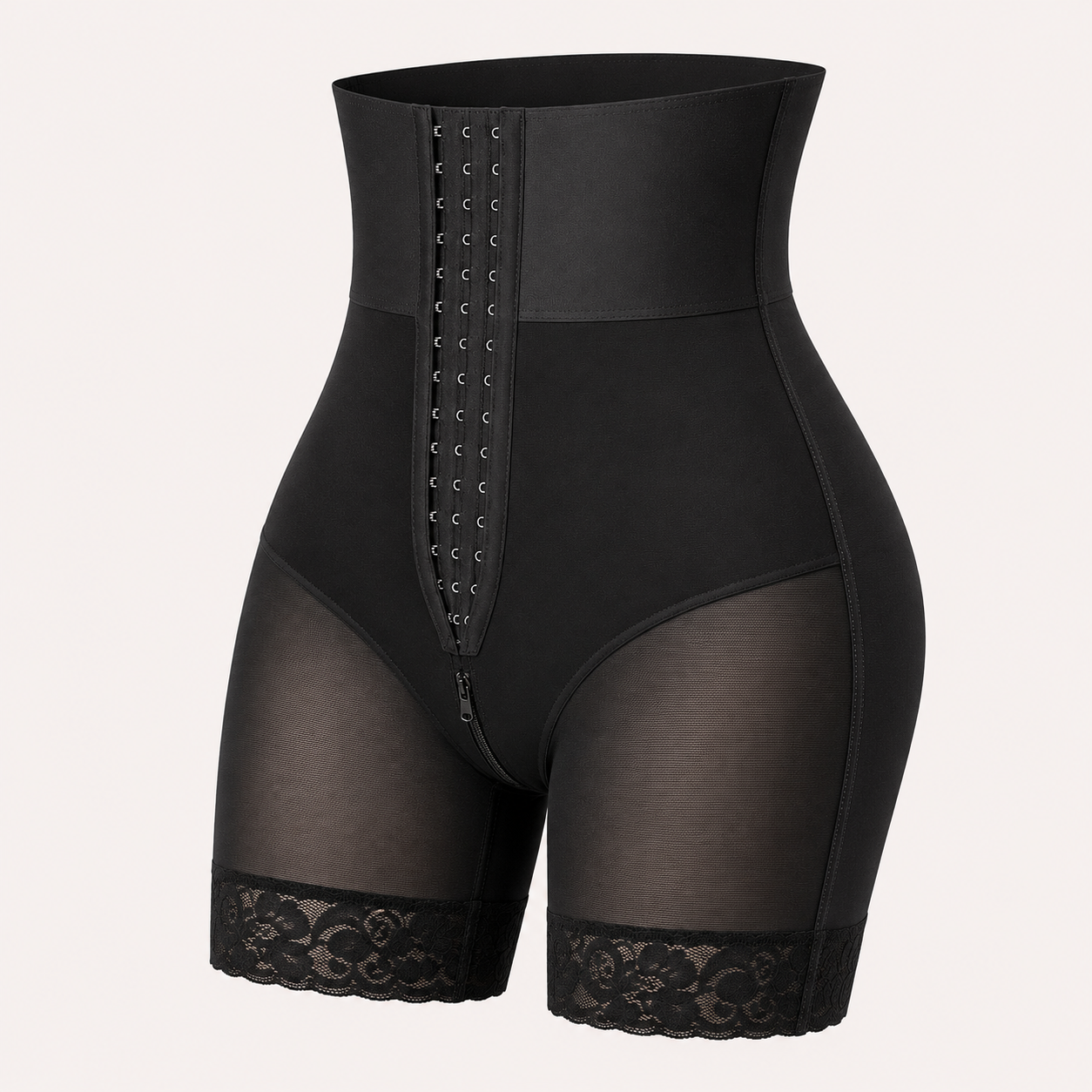 High-Waist Lace Butt Lifter Shorts product black wide band