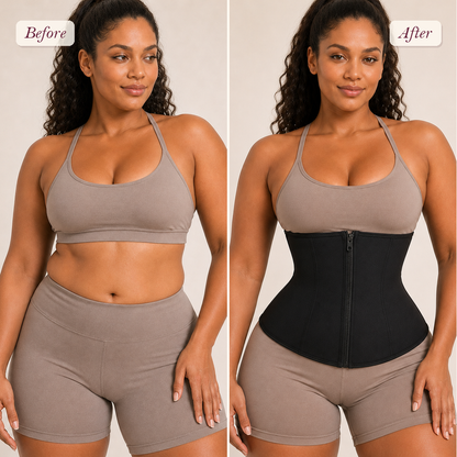 Shapelyfi Breathable Waist Cincher Girdle Belt - before and after fit comparison