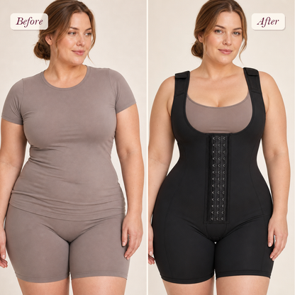 Shapelyfi Colombian High-Compression Full Body Girdle - before and after fit comparison