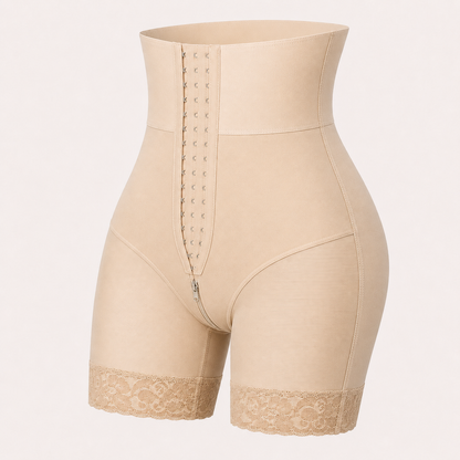 High-Waist Lace Butt Lifter Shorts product warm beige wide band