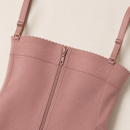 Open-Bust Tummy Control Compression Shaper material and closure detail