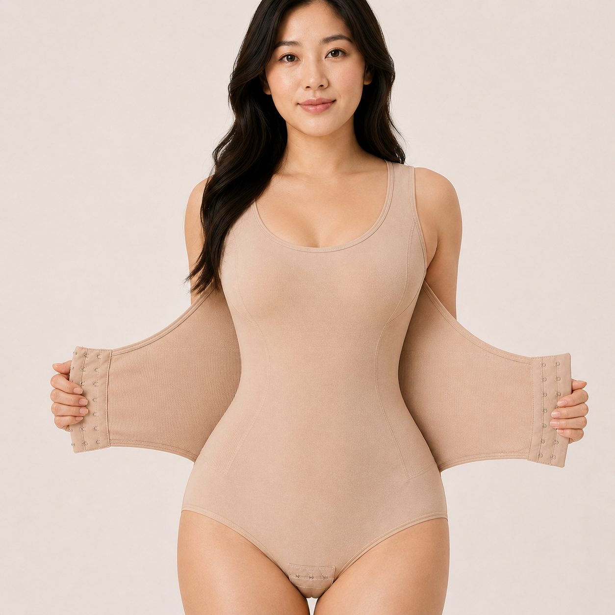 Zipper Waist Trainer Shaping Bodysuit alternate fit view