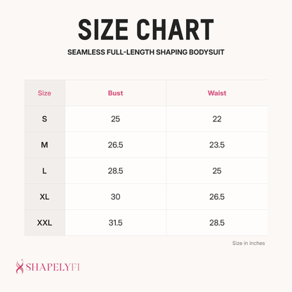 Seamless Full-Length Shaping Bodysuit size chart
