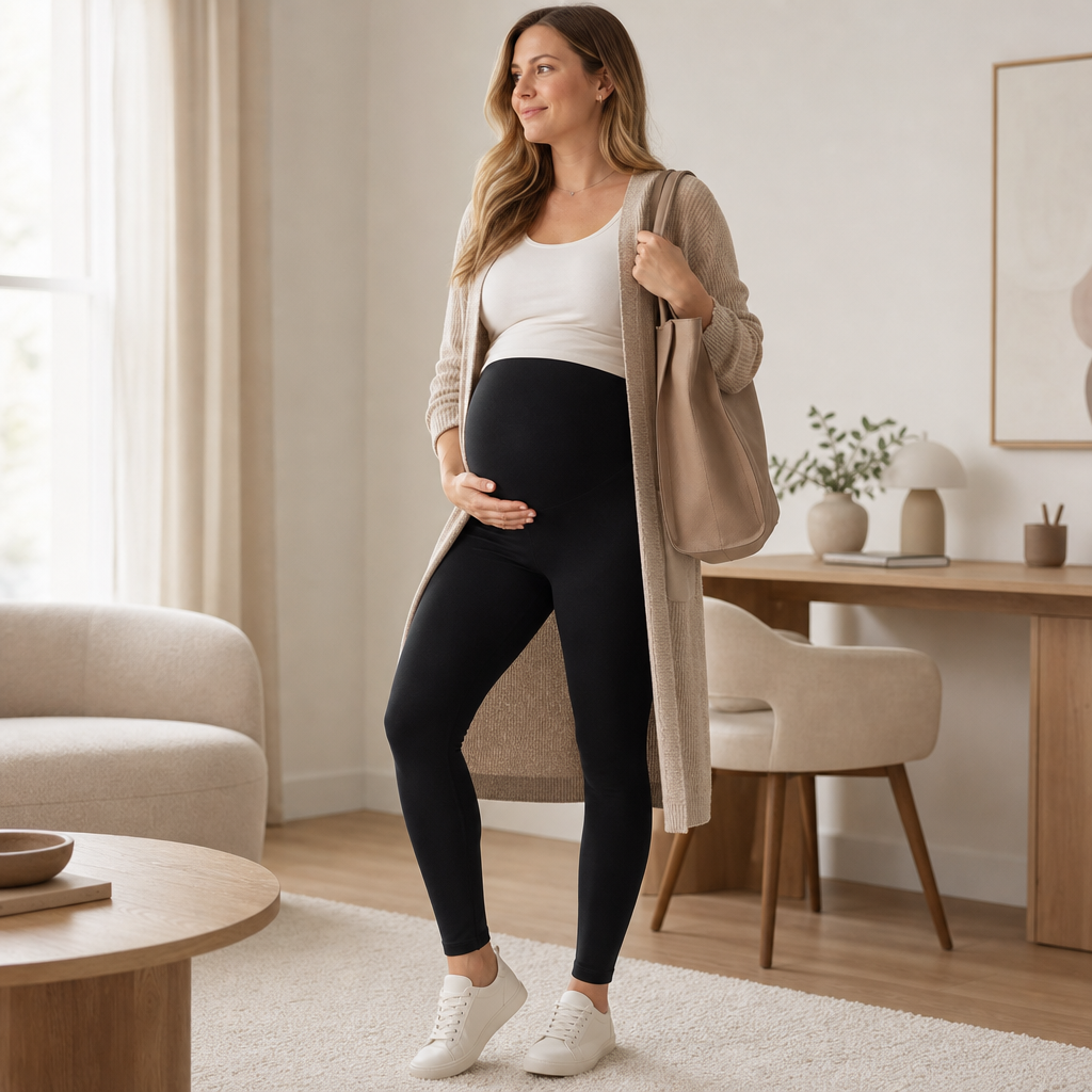 High-Waist Maternity Support Leggings lifestyle outfit view
