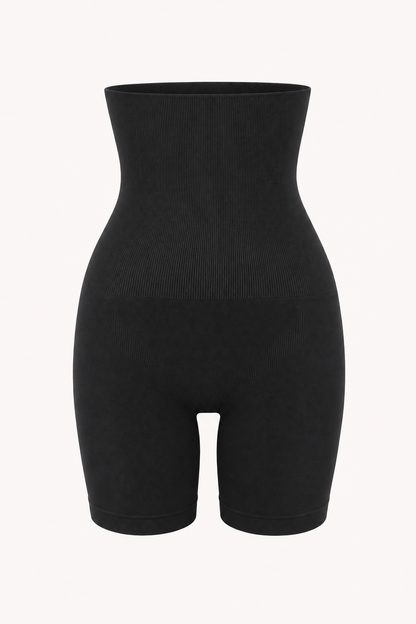 High-Waist Mid-Thigh Shaping Shorts Black product view