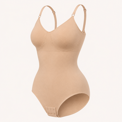Tummy Control Waist Trainer Bodysuit product view in Warm Beige