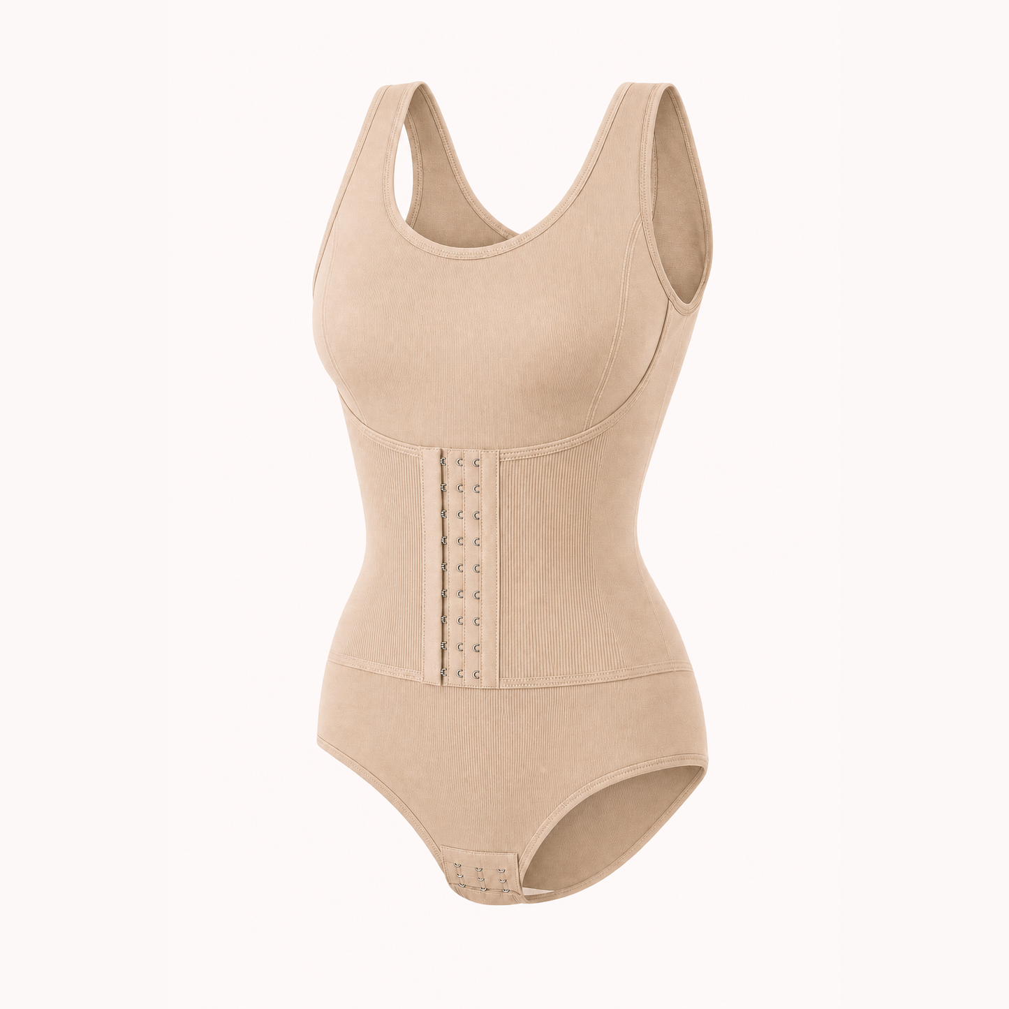 Zipper Waist Trainer Shaping Bodysuit product view in Warm Beige