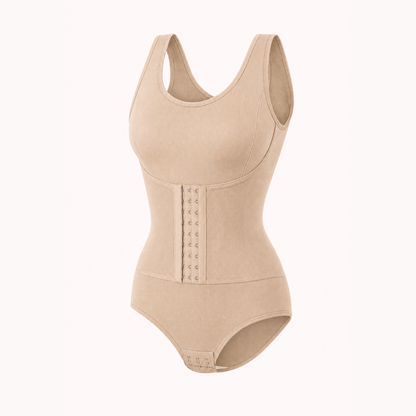 Zipper Waist Trainer Shaping Bodysuit product view in Warm Beige