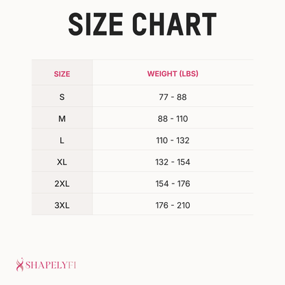 Colombian Full Body Shapewear Faja size chart