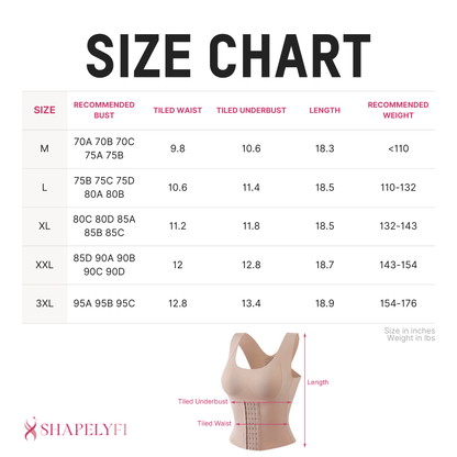 3-In-1 Waist Shaping Bra size chart
