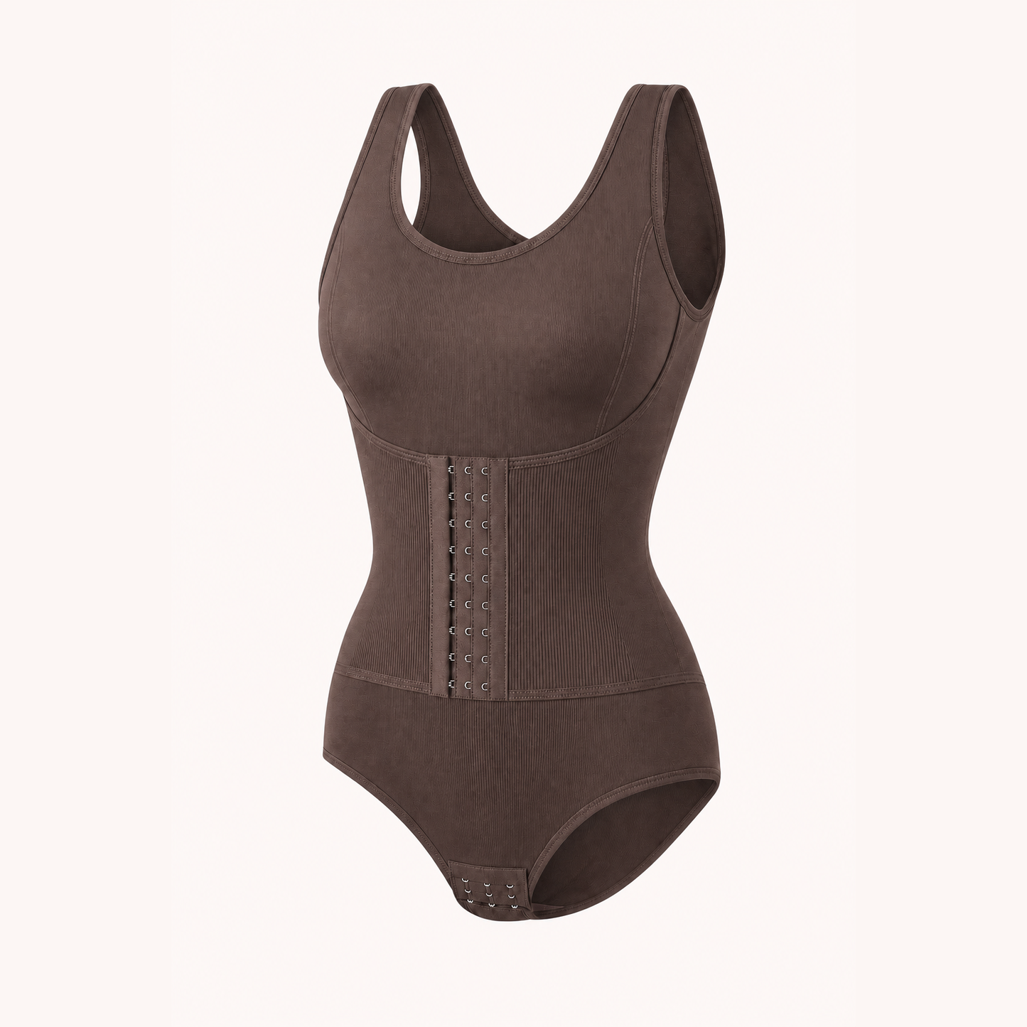 Zipper Waist Trainer Shaping Bodysuit product view in Cocoa