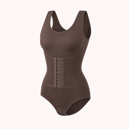 Zipper Waist Trainer Shaping Bodysuit product view in Cocoa