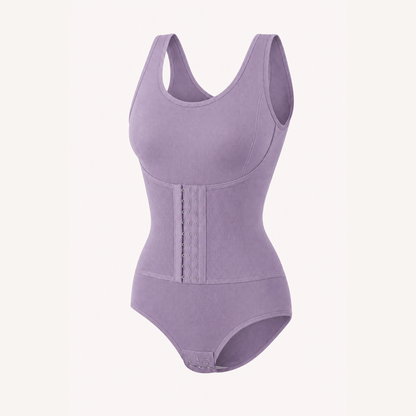 Zipper Waist Trainer Shaping Bodysuit product view in Purple