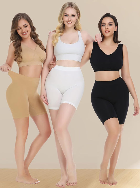 3 Pack Slip Shorts for Women under Dress,Comfortable Smooth Yoga Shorts,Workout Biker Shorts