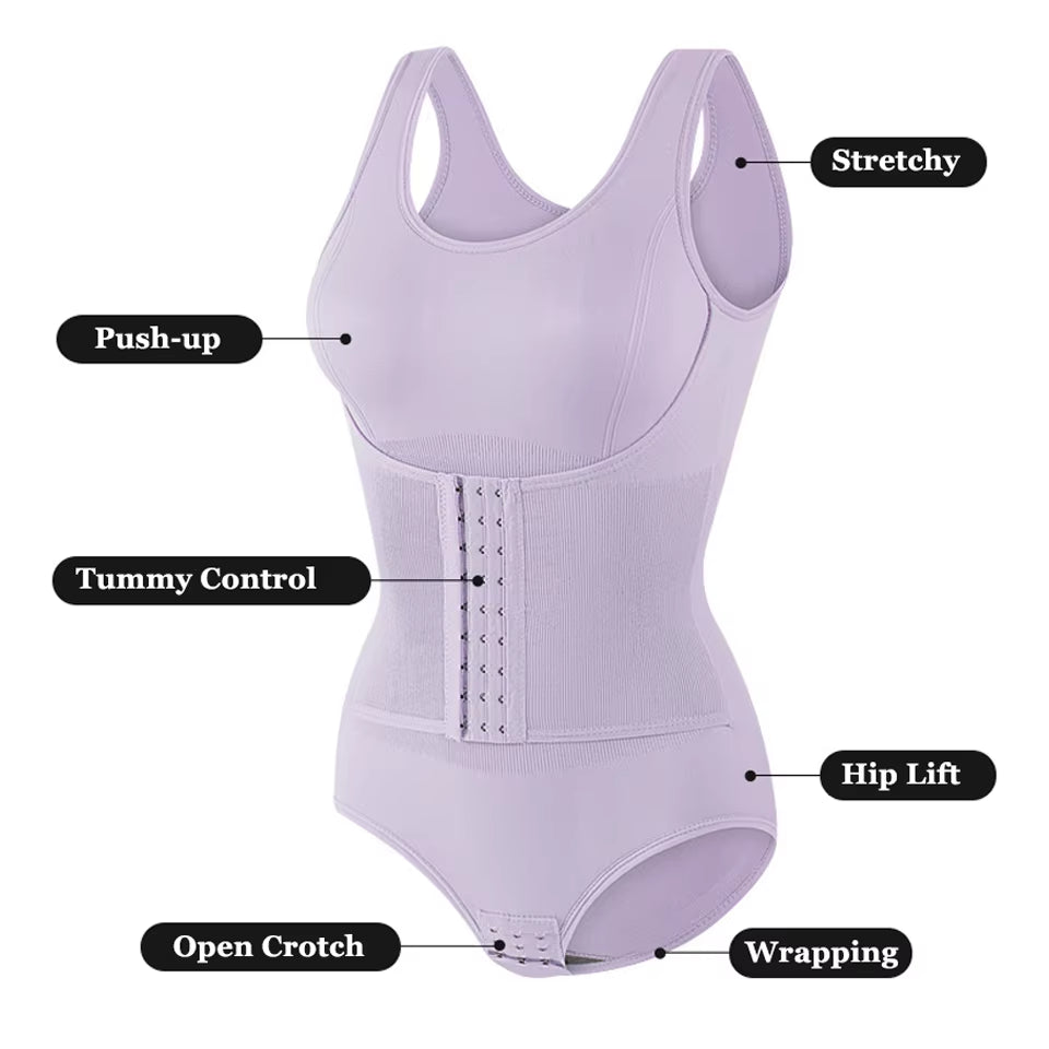 2025 New Bodysuit Shapewear with Zipper Belt Women Tummy Control Fajas Body Shaper Waist Trainer Slimming Cincher Corset Tops
