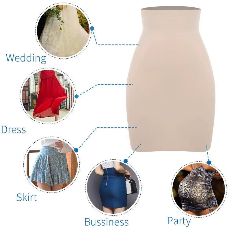 High Waist Tummy Control Slips Woman Seam-Free Slimming Half Slip Underwear Shapewear Body Shaper Underdress Petticoat Shapers