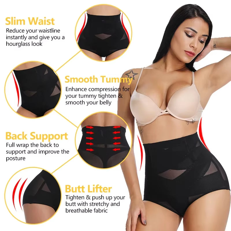 Women Body Shaper High Waist Sexy Briefs Slimming Underwear Butt Lifter Waist Trainer Tummy Control Panties Belly Girdle Panty