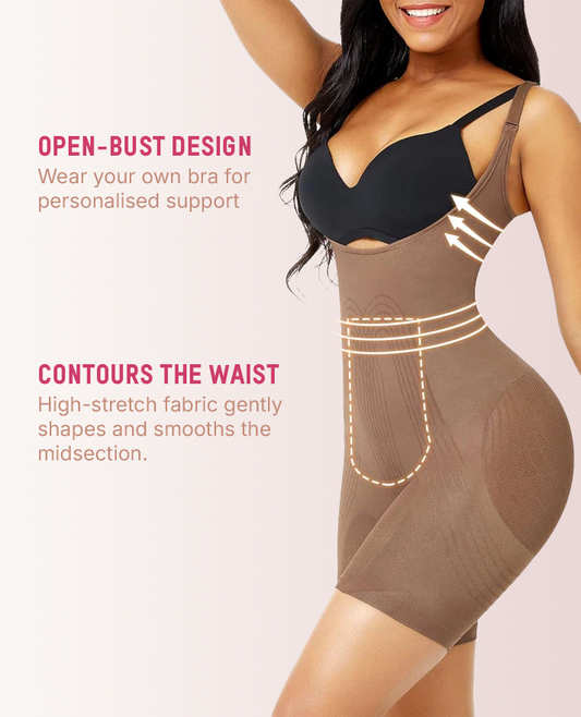 Open-Bust Tummy Control Shaping Bodysuit