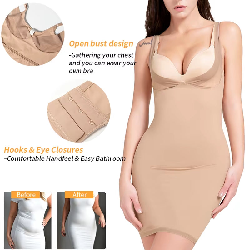 Women Sexy Full Slip Shapewear Dress Bodysuit Lingerie Body Shaper Slimming Underwear Female Tummy Control Waist Trainer XXXL
